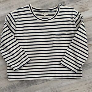 Navy Striped 3/4 Sleeve Tee